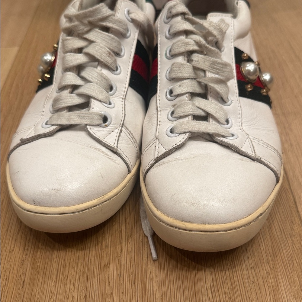 Gucci ace scrape sneakers silver spikes size 36 see photos have been worn green - Picture 5 of 9
